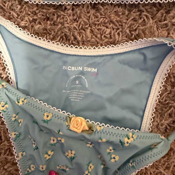 PacSun Light Blue Floral Lace-Trim Bikini Set - Picture 2 of 3